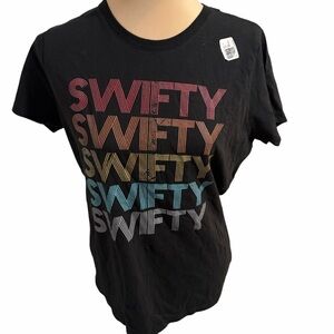 Black Multicolor SWIFTY Graphic Tee – Size M